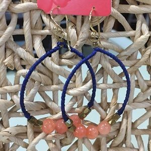 Geranium blue and gold hoop earrings NWT!